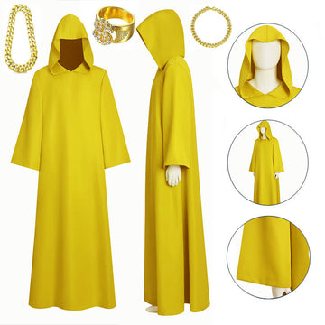 Shadow Wizard Money Gang Costume Robe with Hooded Yellow Halloween Cloak BEcostume
